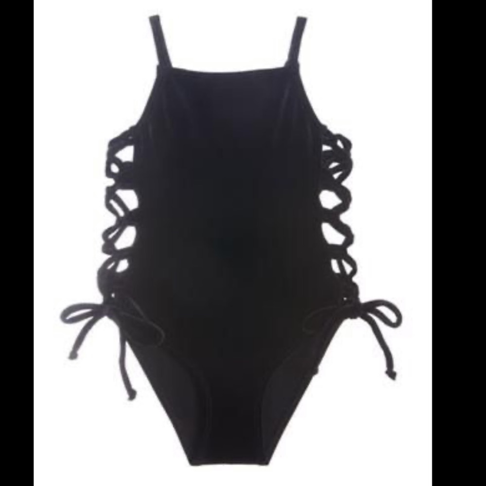 Submarine Swim velvet one piece bathing suit black